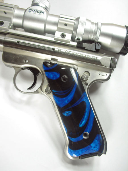 Blue & Black Pearl Ruger Mark II/III Grips