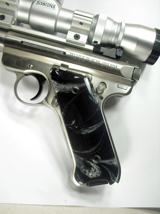 Silver & Black Pearl Ruger Mark II/III Grips X