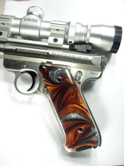 Copper & Silver Pearl Ruger Mark II/III Grips