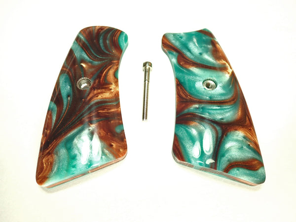 --Copper & Turquoise Pearl Ruger Gp100 Grip Inserts