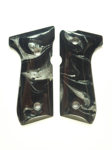 --Silver & Black Pearl Beretta 92fs Grips
