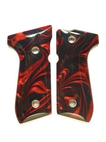 Red & Black Pearl Beretta 92fs Grips