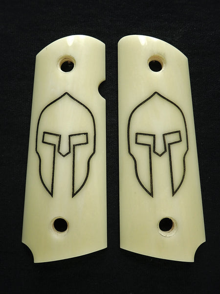 Faux Ivory Spartan Engraved 1911 Grips (Compact)