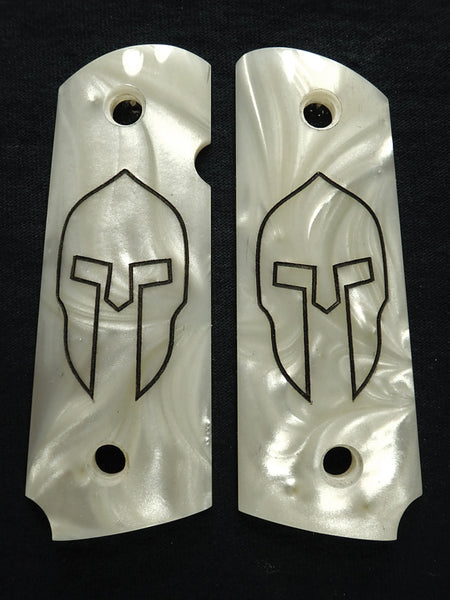 Pearl Spartan Engraved 1911 Grips (Compact)