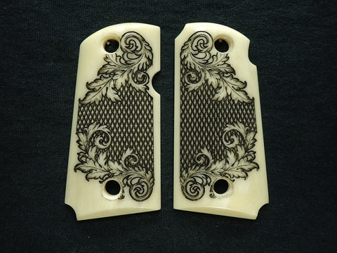 Faux Ivory Floral Checkered Kimber Micro 9 Grips