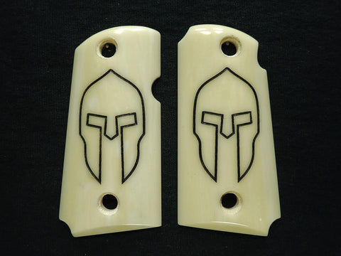 Faux Ivory Spartan Engraved Kimber Micro 9 Grips