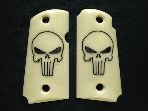 Faux Ivory Punisher Engraved Kimber Micro 9 Grips