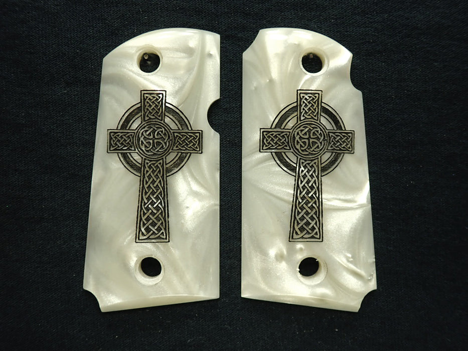 Pearl Celtic Cross Kimber Micro 9 Grips