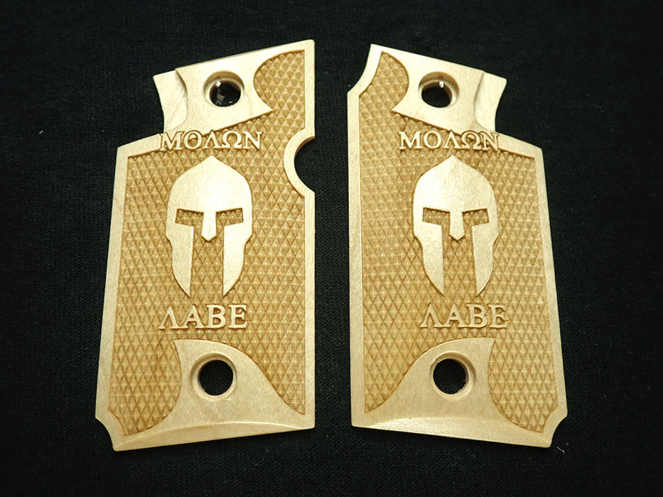 Maple Molon Labe Spartan #1 Springfield Armory 911 9mm Grips X