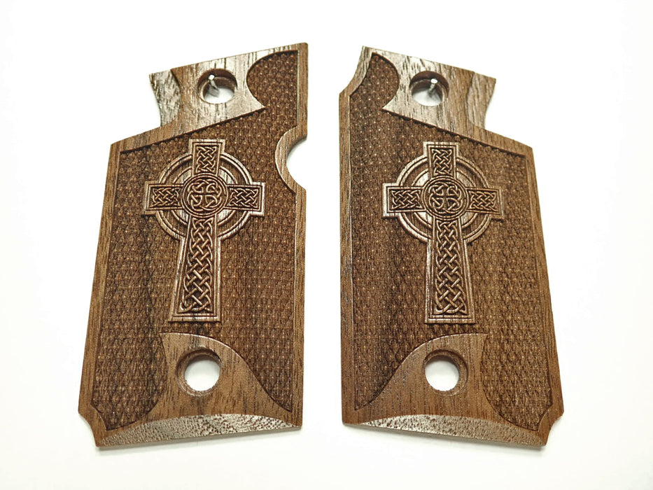 Walnut Celtic Cross #1 Springfield Armory 911 9mm Grips X