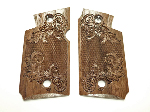 --Walnut Floral Checker Springfield Armory 911 9mm Grips