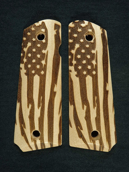 Maple American Flag 1911 Grips (Full Size)