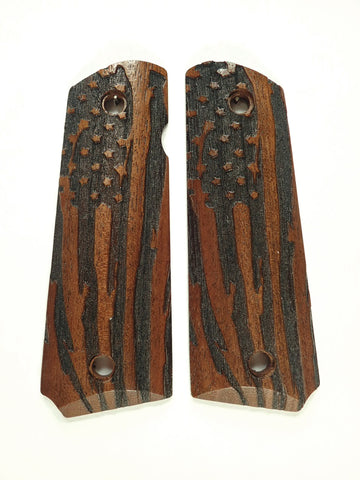 Walnut American Flag 1911 Grips (Full Size)