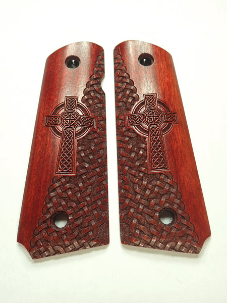 Rosewood Celtic Cross / Weave 1911 Grips (Full Size)