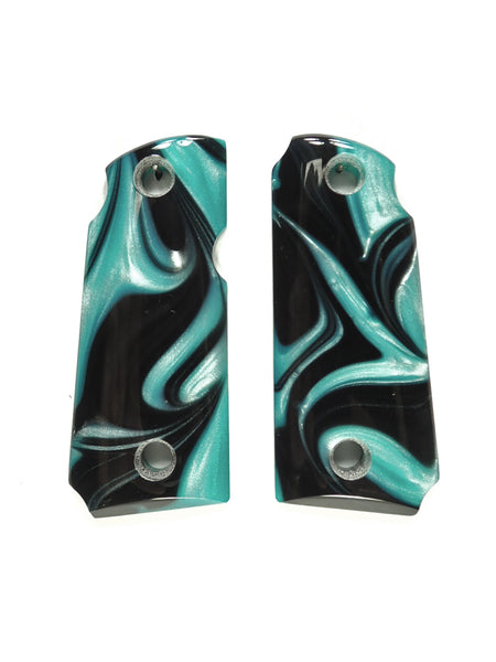 Tiffany Blue & Black Pearl Kimber Micro 380 Grips