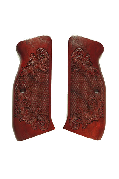 Rosewood Floral Checkered CZ-75 Grips