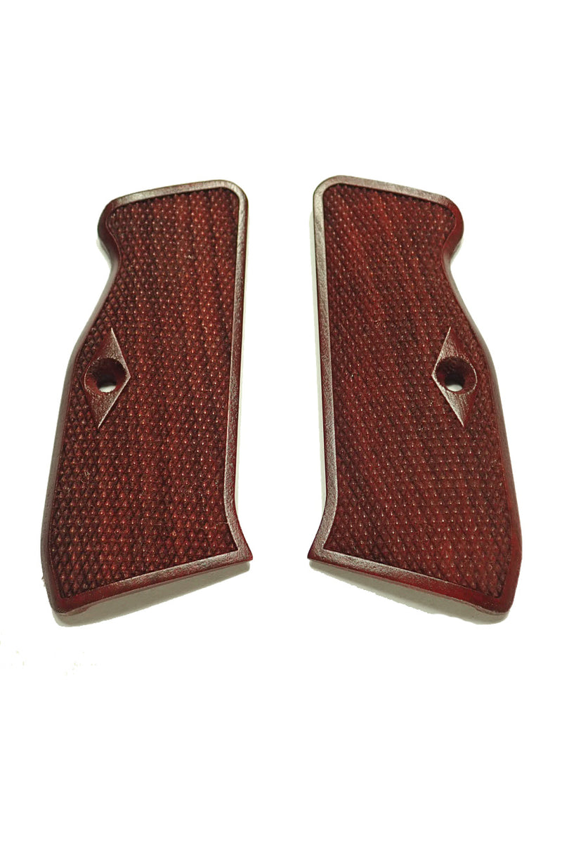 Rosewood Checkered CZ-75 Grips — LS Grips