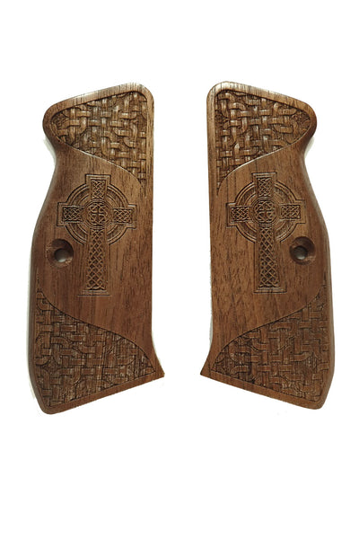 Walnut Celtic Cross CZ-75 Grips
