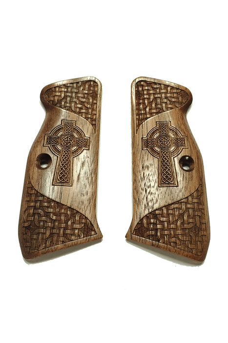 Walnut Braided Celtic Cross CZ-75 Grips X