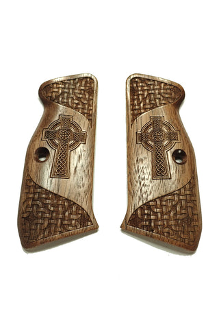Walnut Celtic Cross CZ-75 Grips