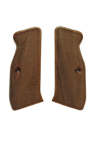 Walnut Checkered CZ-75 Grips Checkered Engraved Textured