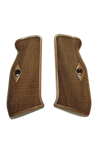 Walnut Checkered CZ-75 Grips Checkered Engraved Textured