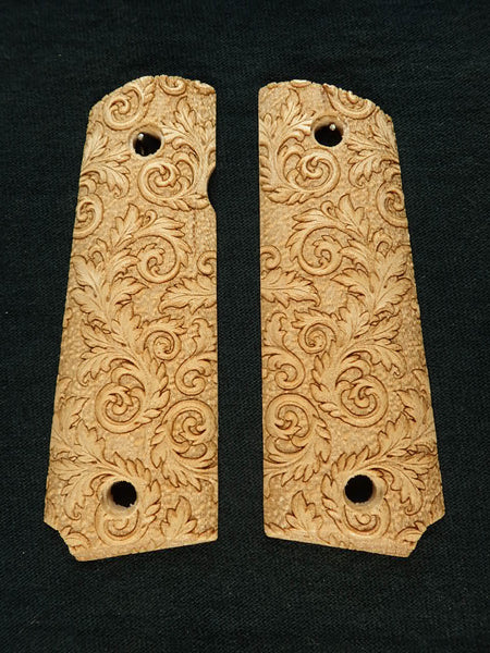 --Maple Floral Scroll Grips Compatible/Replacement for Browning 1911-22 1911-380 Grips