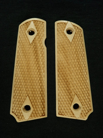 Maple Double Diamond Checkered Grips Compatible/Replacement for Browning 1911-22 1911-380