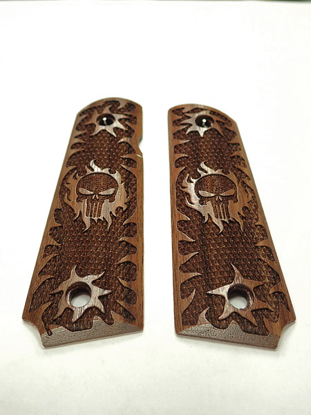 --Walnut Punisher Checkered Grips Compatible/Replacement for Browning 1911-22 1911-380 Grips #1