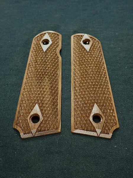 Walnut Double Diamond Checkered Grips Compatible/Replacement for Browning 1911-22 1911-380