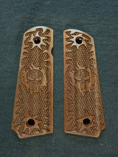 --Walnut Punisher Checkered Grips Compatible/Replacement for Browning 1911-22 1911-380 Grips #1