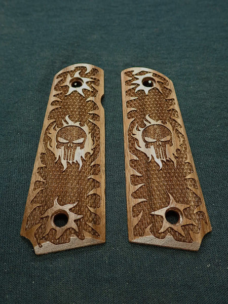 --Walnut Punisher Checkered Grips Compatible/Replacement for Browning 1911-22 1911-380 Grips #1