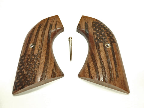 Walnut American Flag Ruger New Vaquero Grips Checkered Engraved Textured