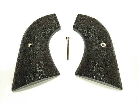--Ebony Floral Ruger New Vaquero Grips Checkered Engraved Textured