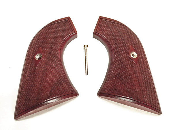 --Rosewood Checkered Ruger New Vaquero Grips Checkered Engraved Textured