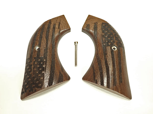 Walnut American Flag Ruger Vaquero/Blackhawk/Wrangler Grips  Engraved Textured