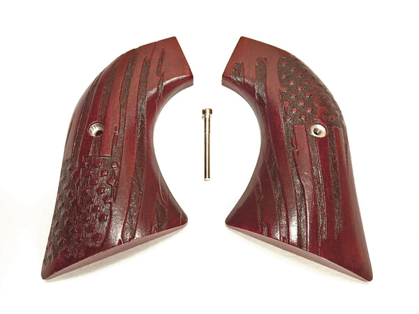 Rosewood American Flag Engraved Maple Ruger Vaquero/Blackhawk/Wrangler Grips Textured