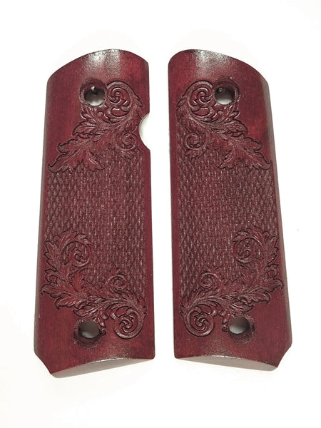 --Rosewood Floral Checker 1911 Grips (Compact)
