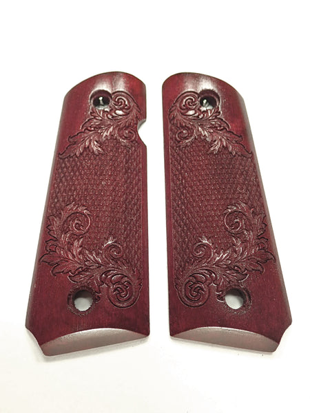 Rosewood Floral Checkered 1911 Grips (Compact) X
