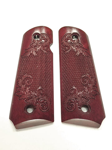 --Rosewood Floral Checker 1911 Grips (Compact)