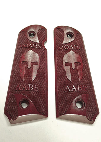 --Rosewood Molon Labe Saprtan 1911 Grips (Compact)