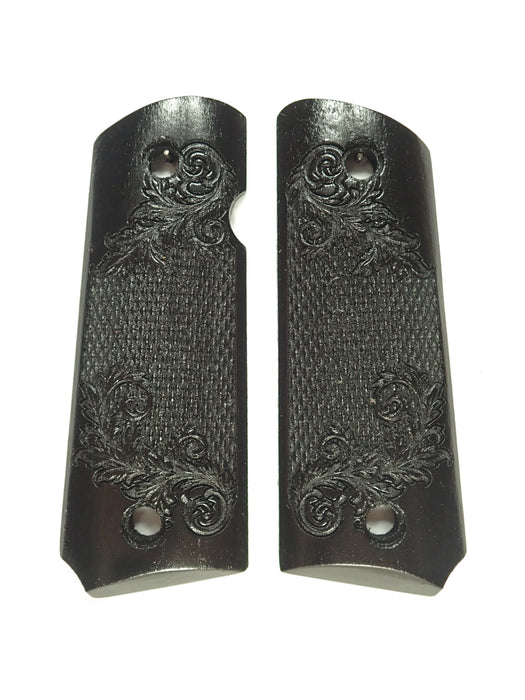 Ebony Floral Checkered 1911 Grips (Compact) X