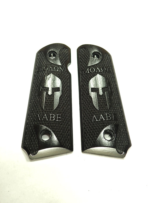 Ebony Molon Labe Spartan #1 1911 Grips (Compact) X