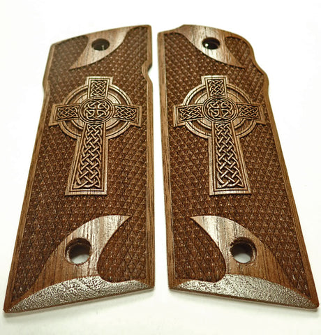 Walnut Celtic Cross Coonan .357 Grips