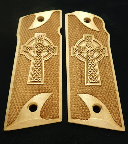 --Maple Celtic Cross Coonan .357 Grips