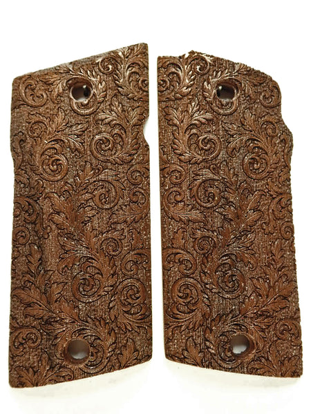 --Walnut Floral Scroll Compact Coonan .357 Grips
