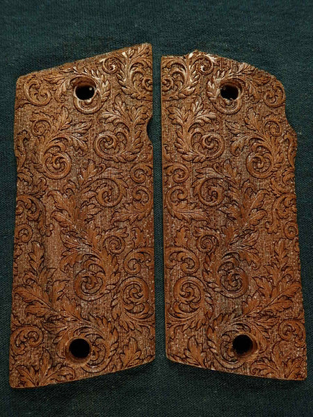 --Walnut Floral Scroll Compact Coonan .357 Grips