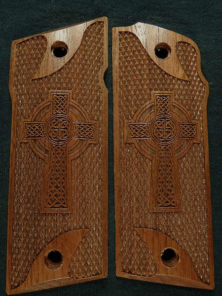 Walnut Celtic Cross Coonan .357 Grips