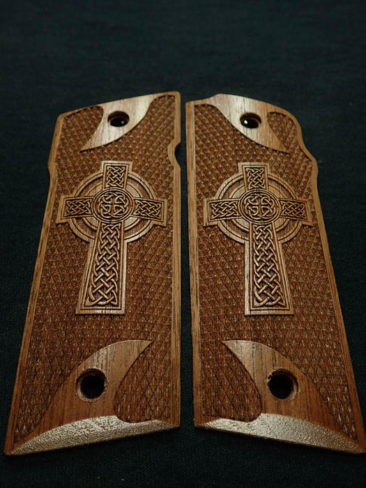 Walnut Celtic Cross Coonan .357 Grips