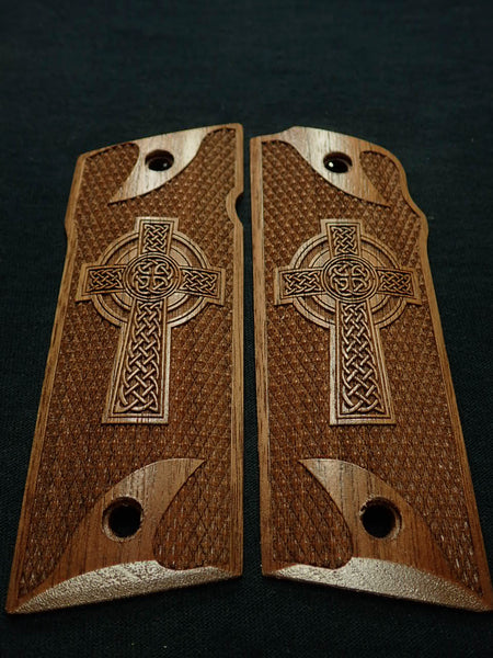 Walnut Celtic Cross Coonan .357 Grips